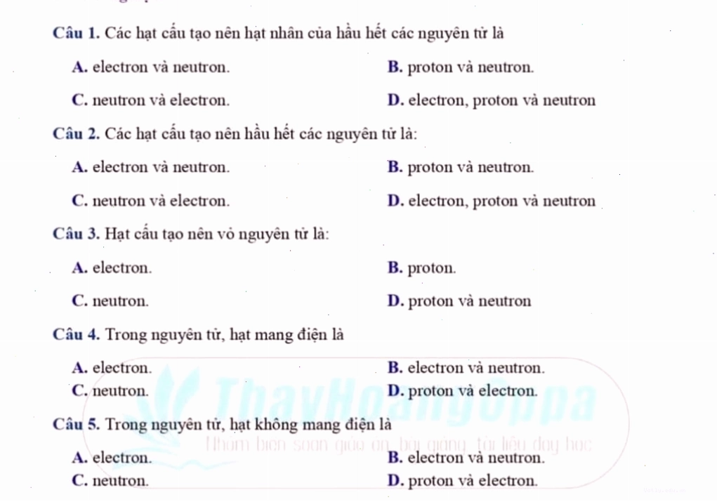 Mô hình cấu tạo nguyên tử với hạt nhân chứa proton và neutron