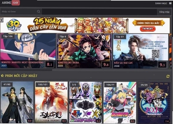 Một người đang xem anime trên điện thoại, với giao diện ứng dụng hiển thị