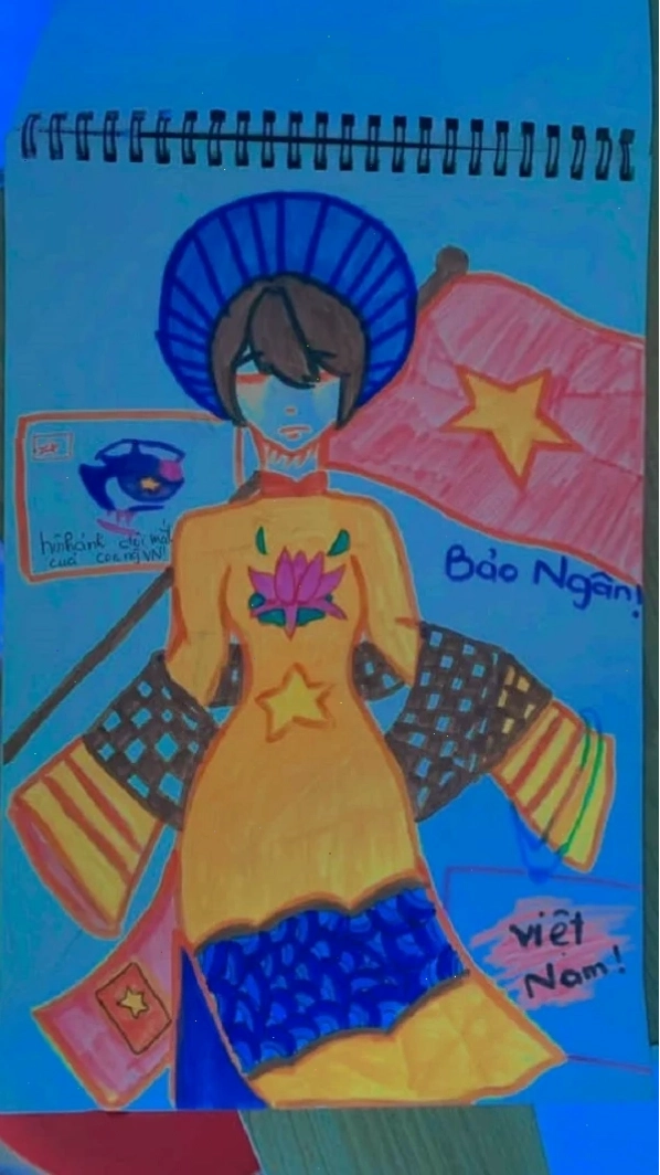 Nét vẽ áo dài anime ấn tượng