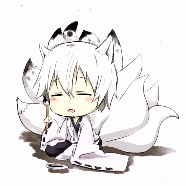 Nhân vật anime nam chibi với trang phục độc đáo