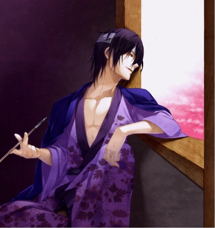 Nhân vật anime nam điển trai trong trang phục kimono