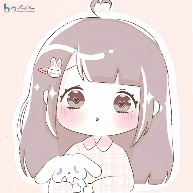 Nhân vật Chibi được tô màu với gam màu pastel nhẹ nhàng