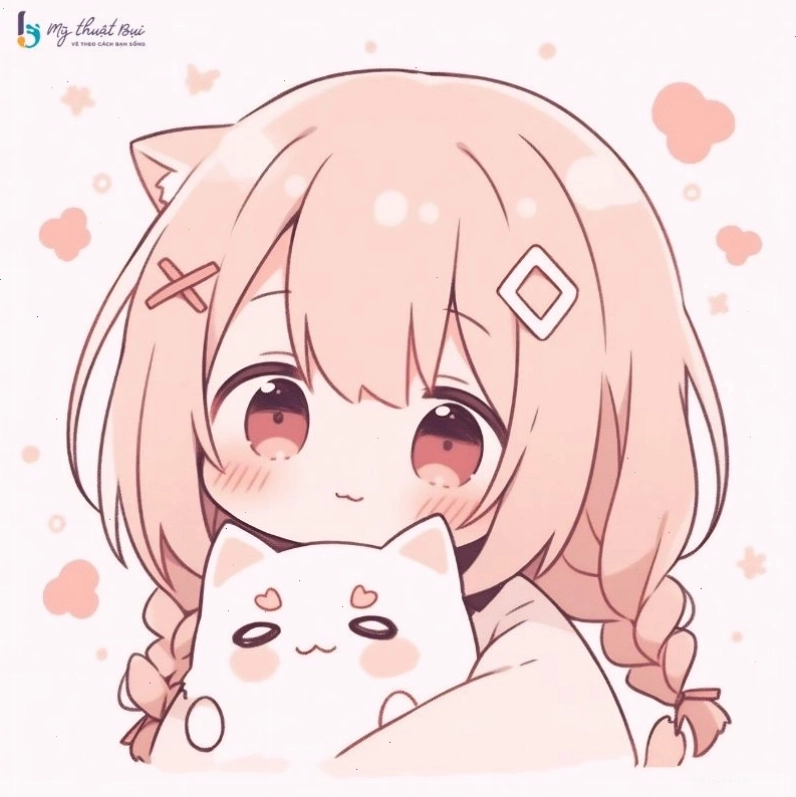 Nhân vật chibi nữ với trang phục dễ thương và phụ kiện