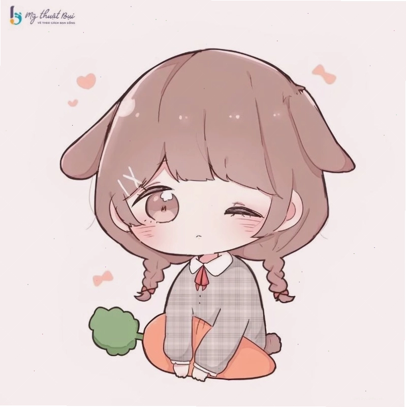 Nhân vật Chibi với trang phục học sinh đáng yêu
