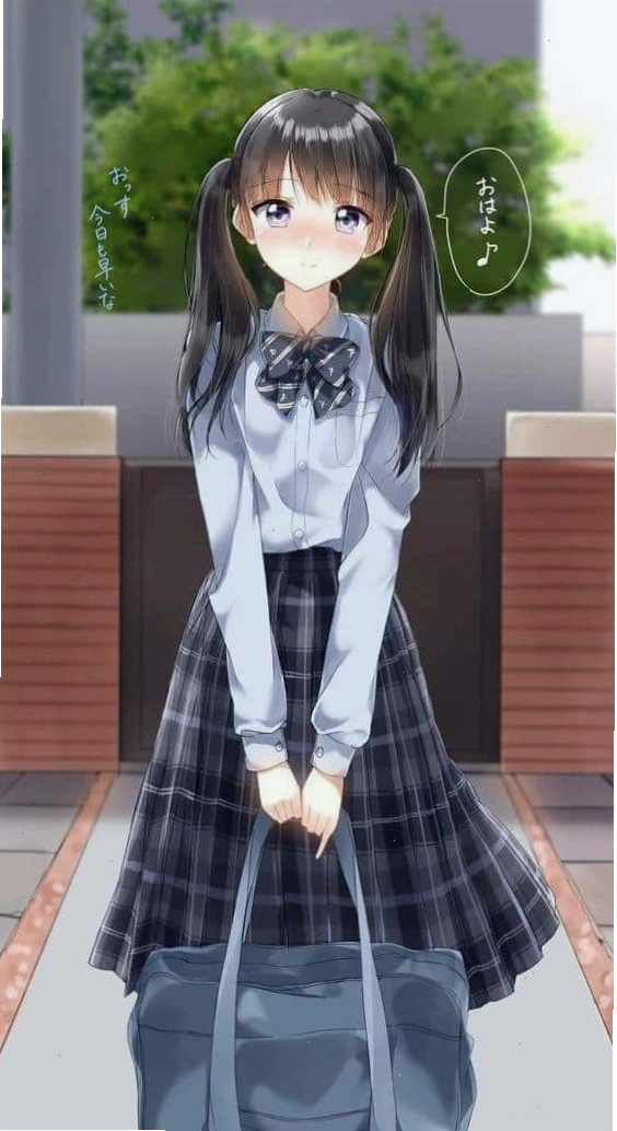 Nữ sinh anime với vẻ mặt buồn ngầu cá tính