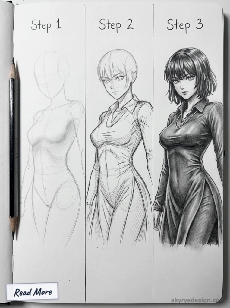 Quá trình vẽ chi tiết body anime từ phác thảo tới hoàn thiện