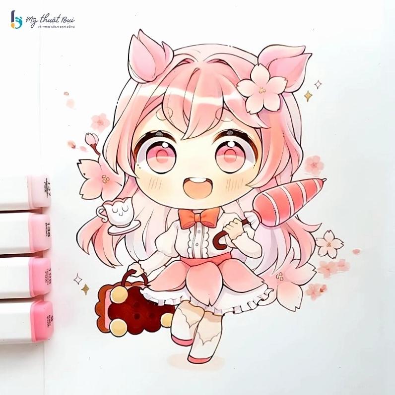 Quy trình vẽ hình anime nữ cute chibi từng bước