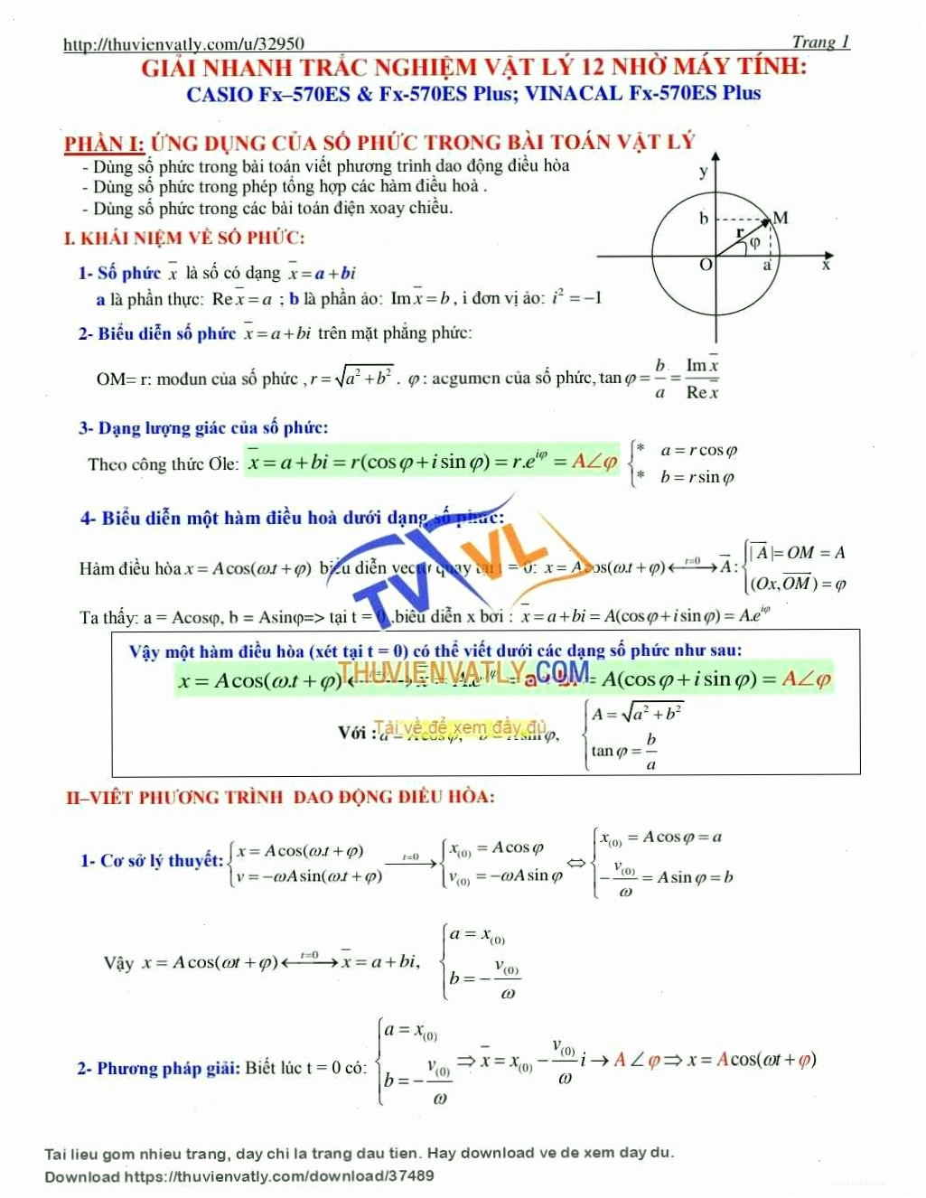 Tài liệu giải nhanh trắc nghiệm vật lý 12