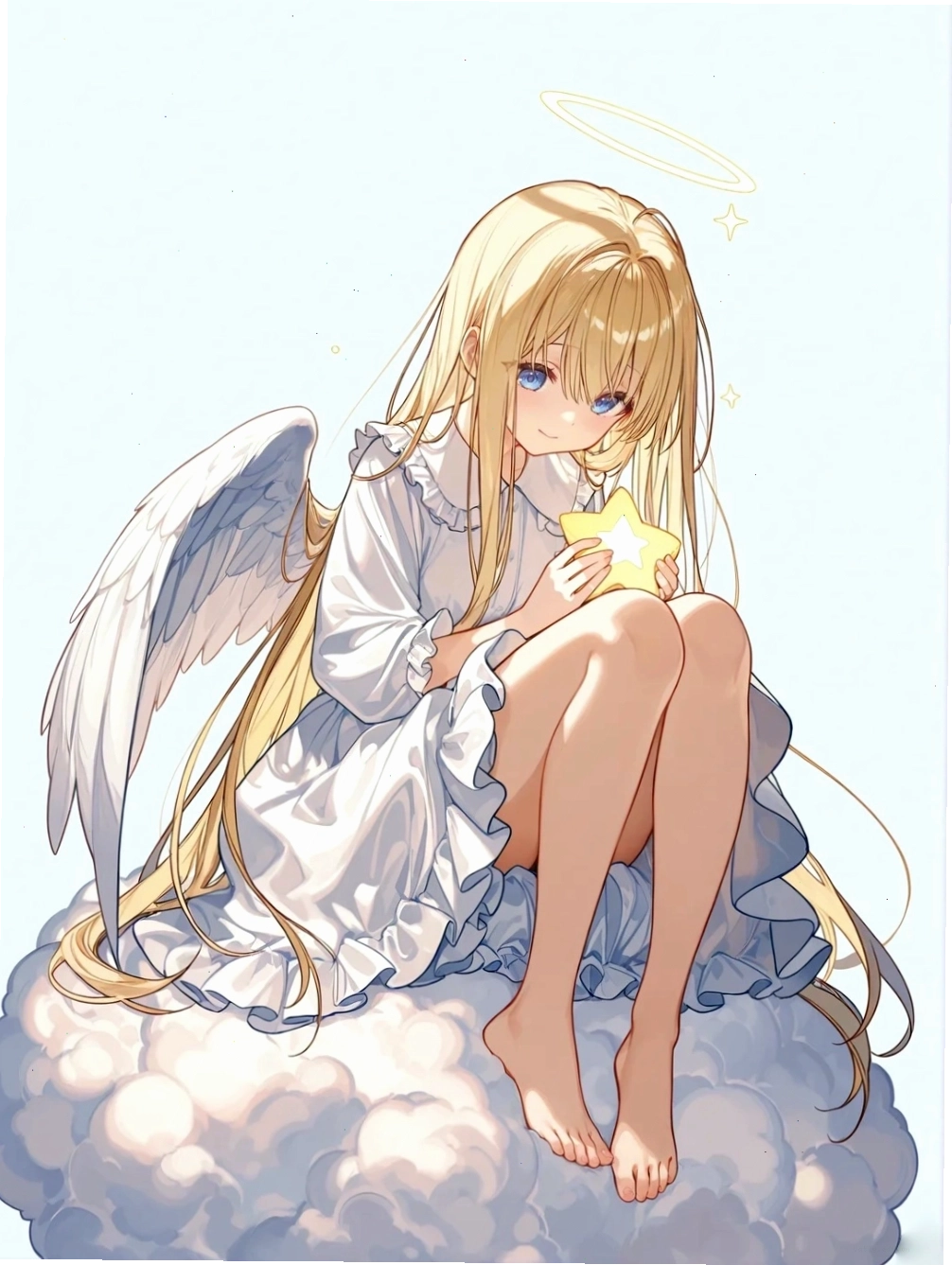 Thiên thần anime dễ thương với đôi mắt to tròn