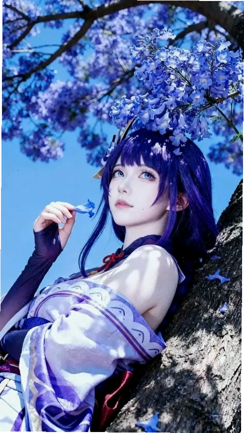 Thiếu nữ tóc tím hóa thân thành nhân vật anime với vẻ đẹp mộng mơ