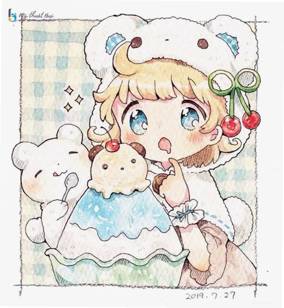 Tranh vẽ anime dễ thương với nhân vật chibi