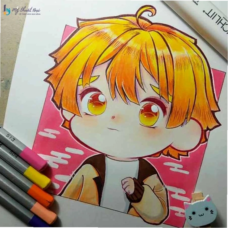 Tranh vẽ cô gái anime chibi dễ thương