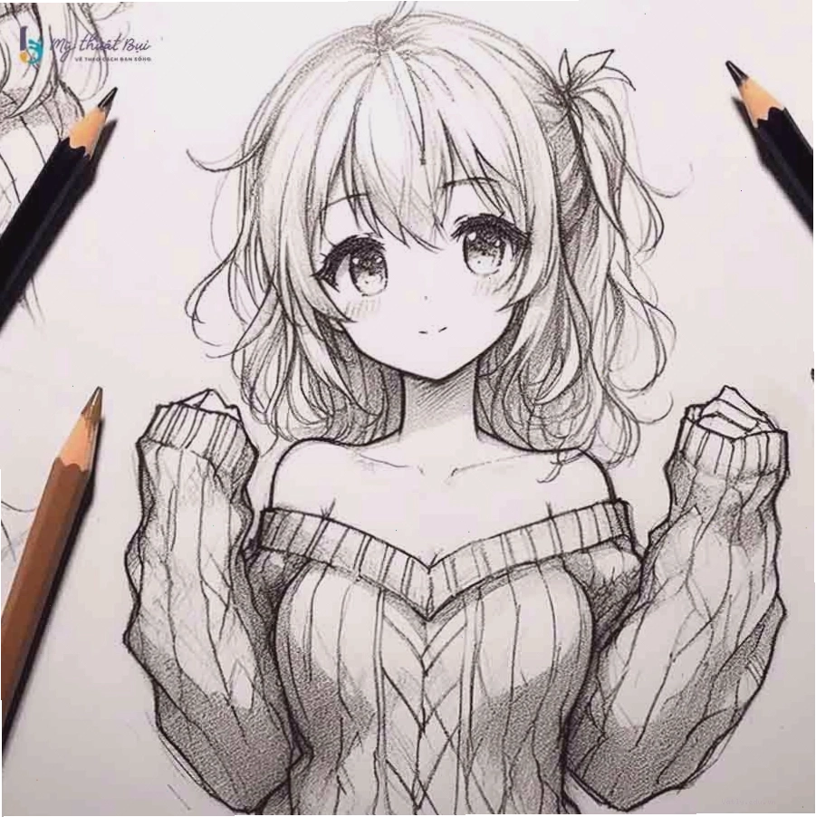Vẽ anime nữ đẹp với trang phục ấn tượng