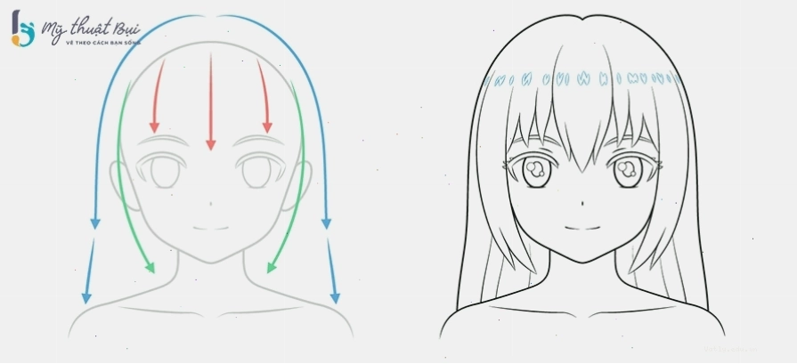 Vẽ chi tiết các lọn tóc cho nhân vật anime nữ