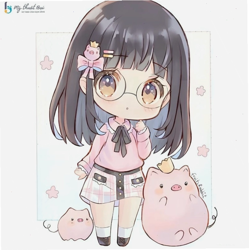 Vẽ chi tiết đôi mắt to tròn cho nhân vật anime nữ chibi