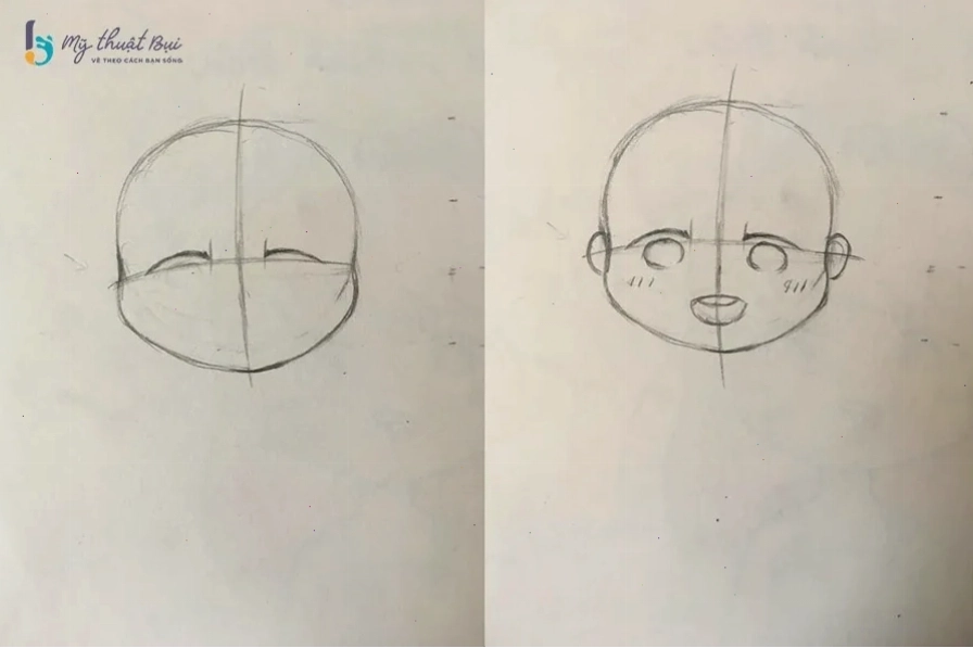 Vẽ đôi mắt to tròn và biểu cảm cho nhân vật chibi