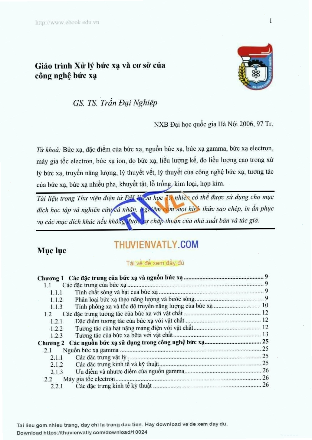 Xử lí bức xạ và cơ sở của công nghệ bức xạ