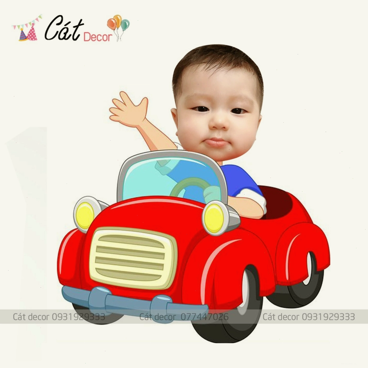 Chibi bé trai đi oto thiết kế tổng hợp
