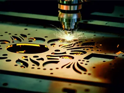 Cận cảnh hình ảnh đầu cắt CNC Laser đang hoạt động